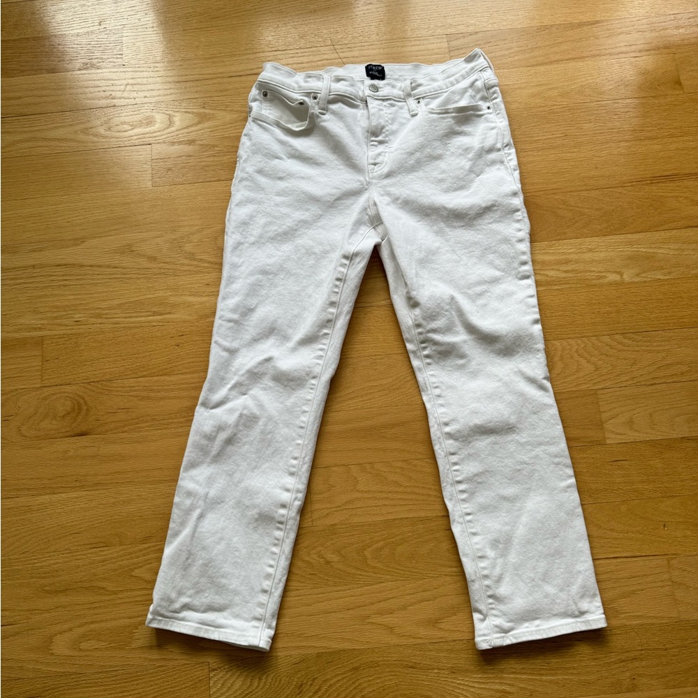 J Crew Boyfriend Slim  White Jeans